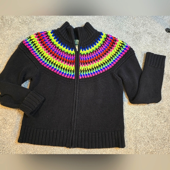 Lauren Ralph Lauren Sweaters - Lauren Ralph Lauren Chunky Knit Neon Striped Zip Up Sweater Size XL